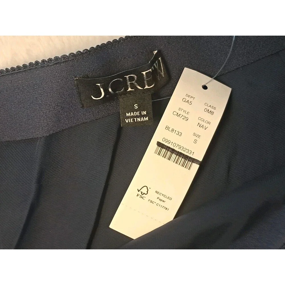 J.Crew Gwen Lace Trim Skirt In Luster Charmeuse Naby Blue CM729 $118 Size S NWT